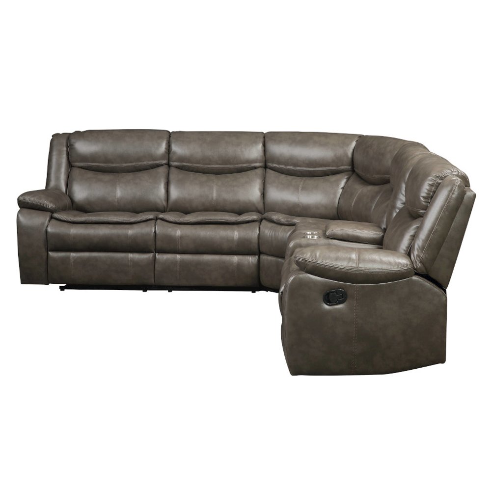 Tavin Motion Sectional Sofa, Taupe Leather Aire Match