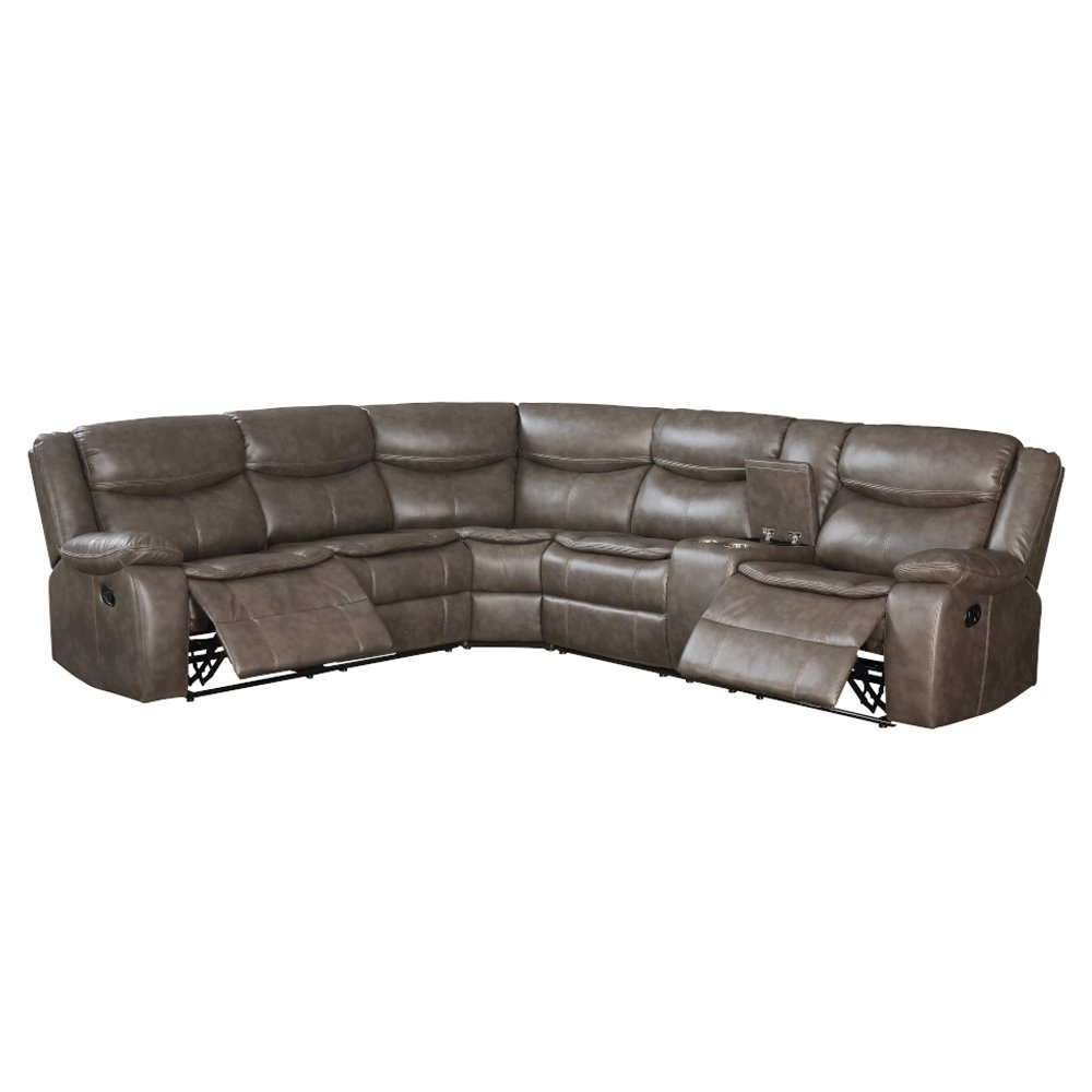 Tavin Motion Sectional Sofa, Taupe Leather Aire Match