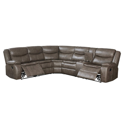 Tavin Motion Sectional Sofa, Taupe Leather Aire Match