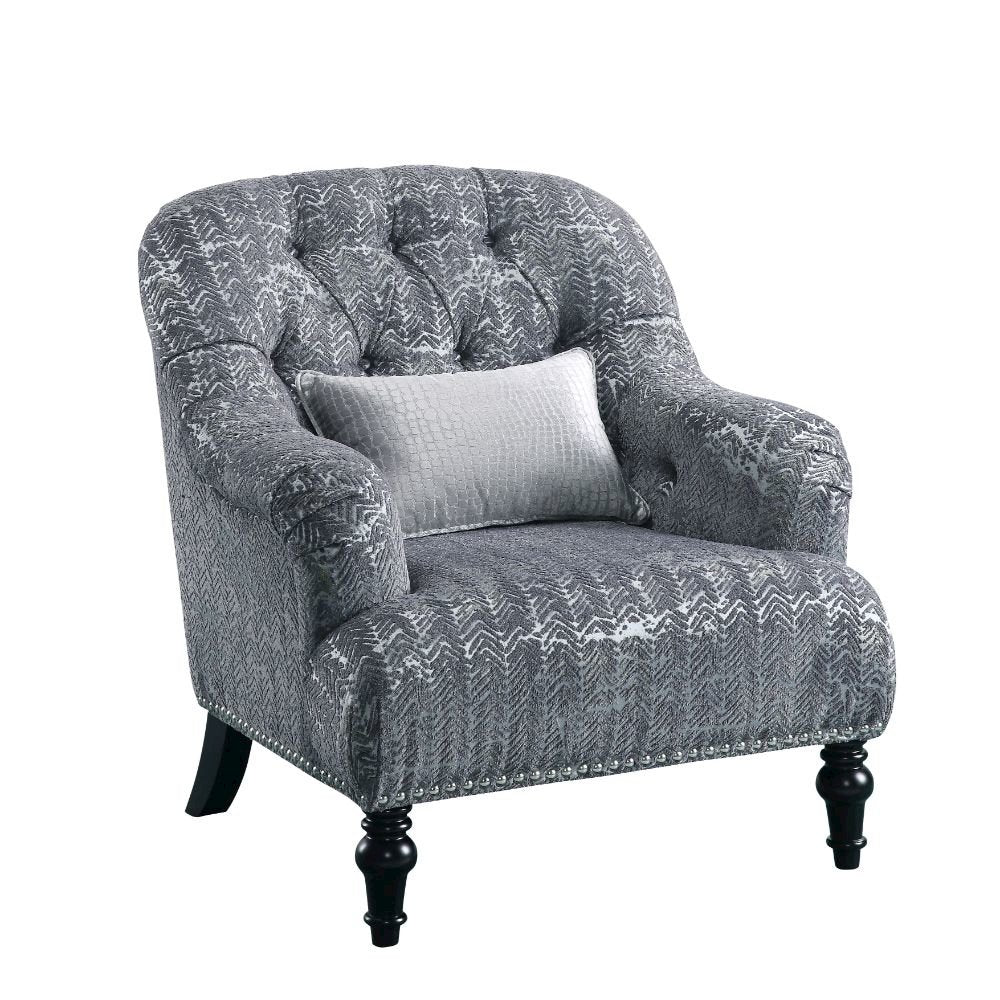 Gaura Chair w/Pillow, Pattern Gray Velvet