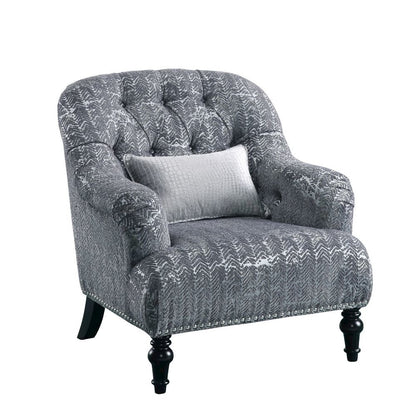 Gaura Chair w/Pillow, Pattern Gray Velvet