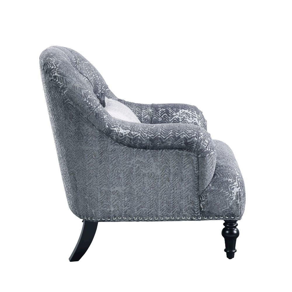 Gaura Chair w/Pillow, Pattern Gray Velvet