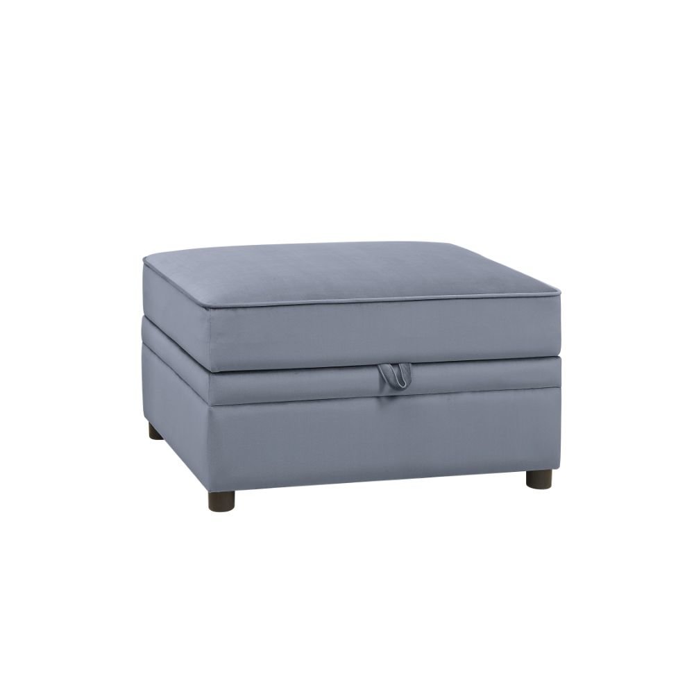 Bois II Ottoman w/Storage, Gray Velvet