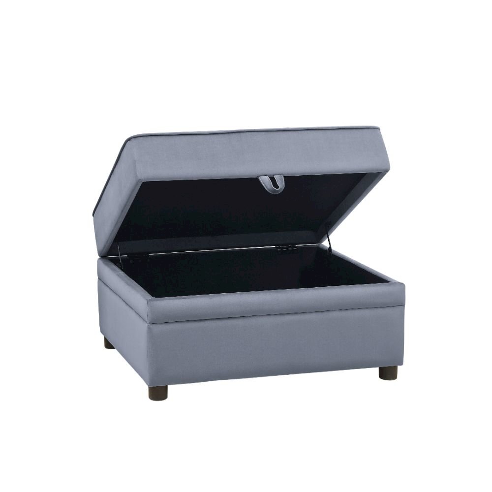 Bois II Ottoman w/Storage, Gray Velvet