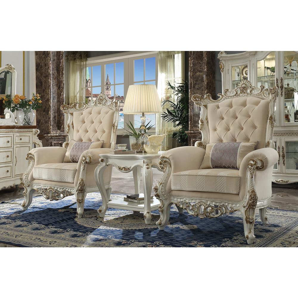 Picardy II Accent Chair w/Pillow, Fabric & Antique Pearl