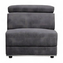 Armless Fabric Accent Chair with Adjustable Headrest, Modular, Dark Gray Fabric