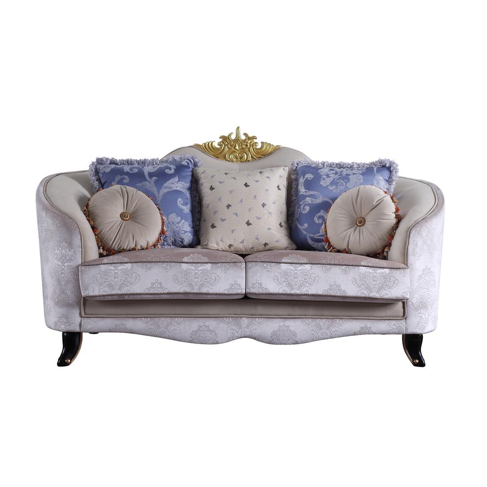 Sheridan Loveseat w/5 Pillows, Cream Fabric