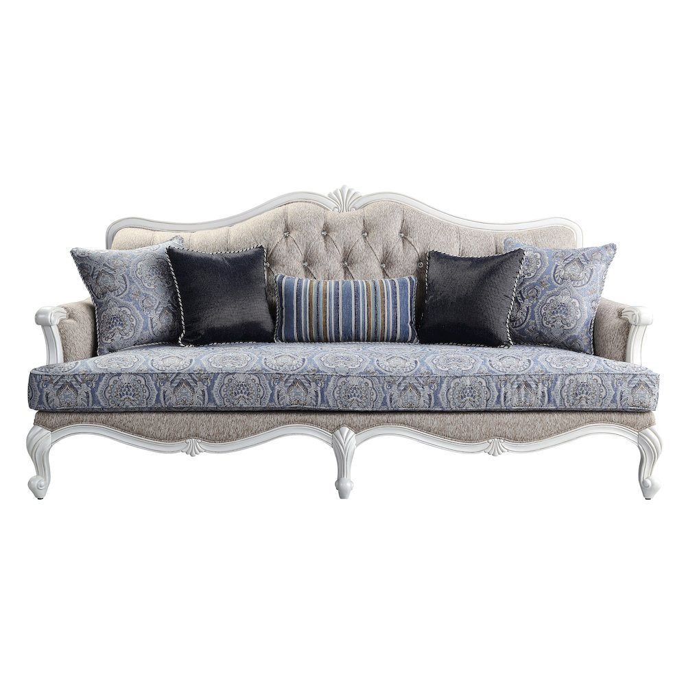Ciddrenar Sofa w/5 Pillows, Fabric & White