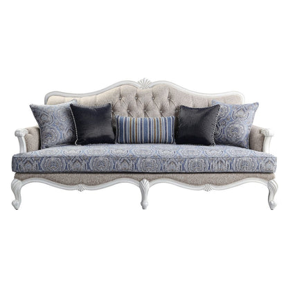 Ciddrenar Sofa w/5 Pillows, Fabric & White