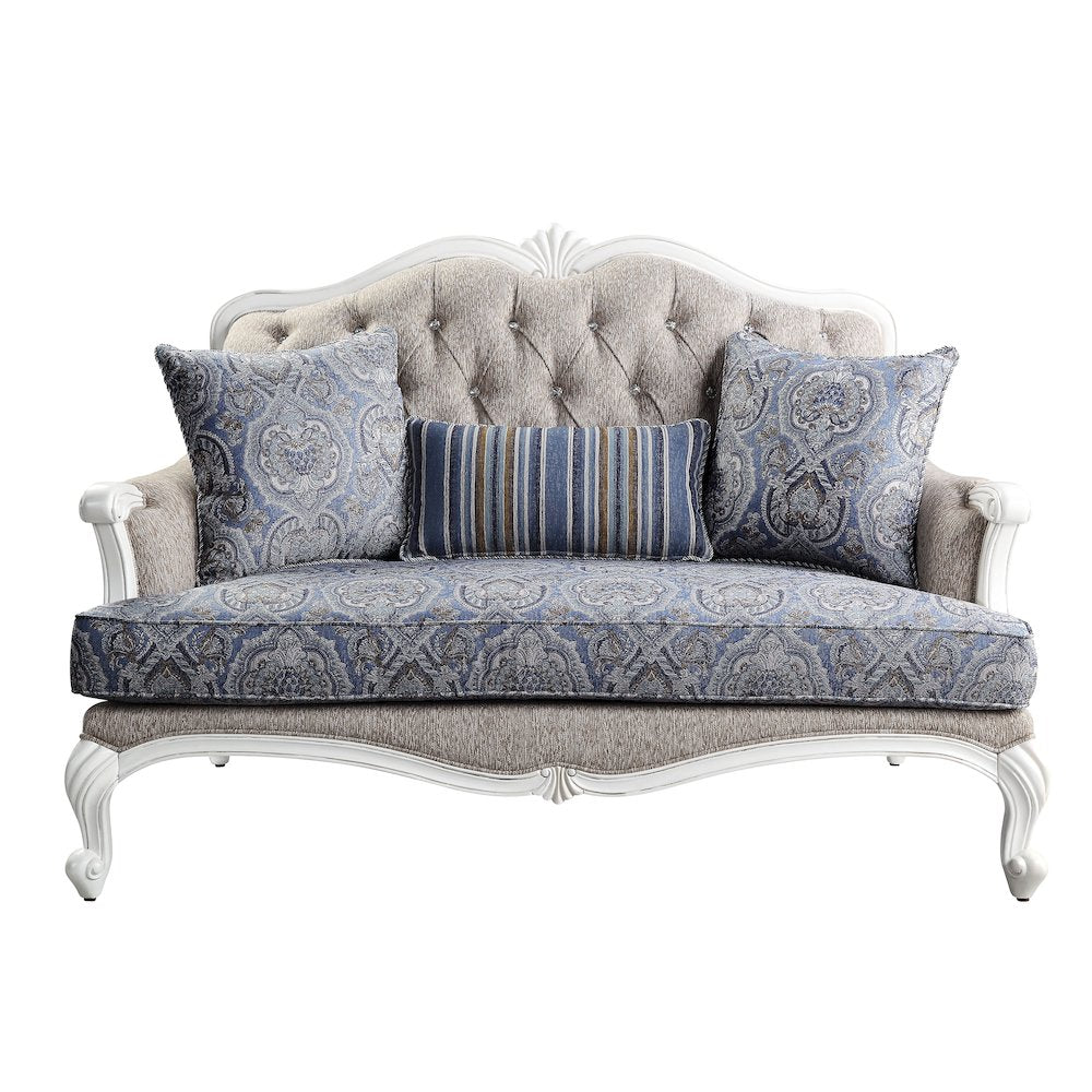 Ciddrenar Loveseat w/3 Pillows, Fabric & White