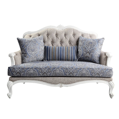 Ciddrenar Loveseat w/3 Pillows, Fabric & White