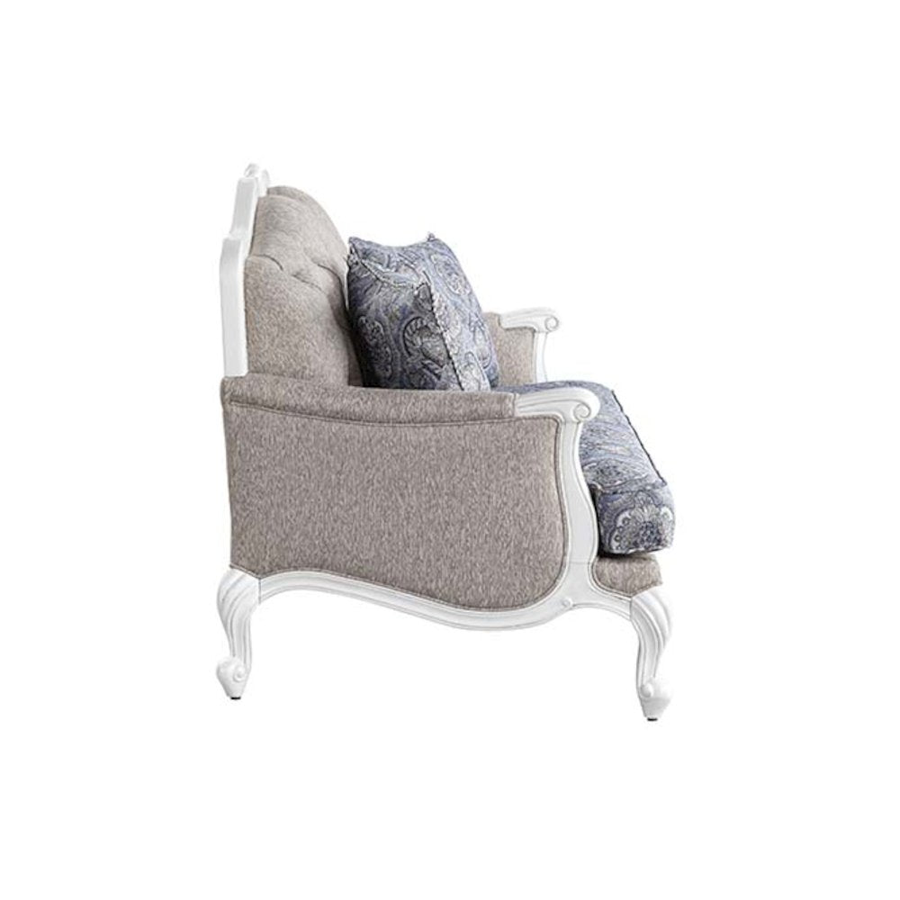 Ciddrenar Loveseat w/3 Pillows, Fabric & White