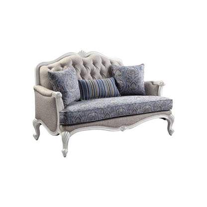 Ciddrenar Loveseat w/3 Pillows, Fabric & White