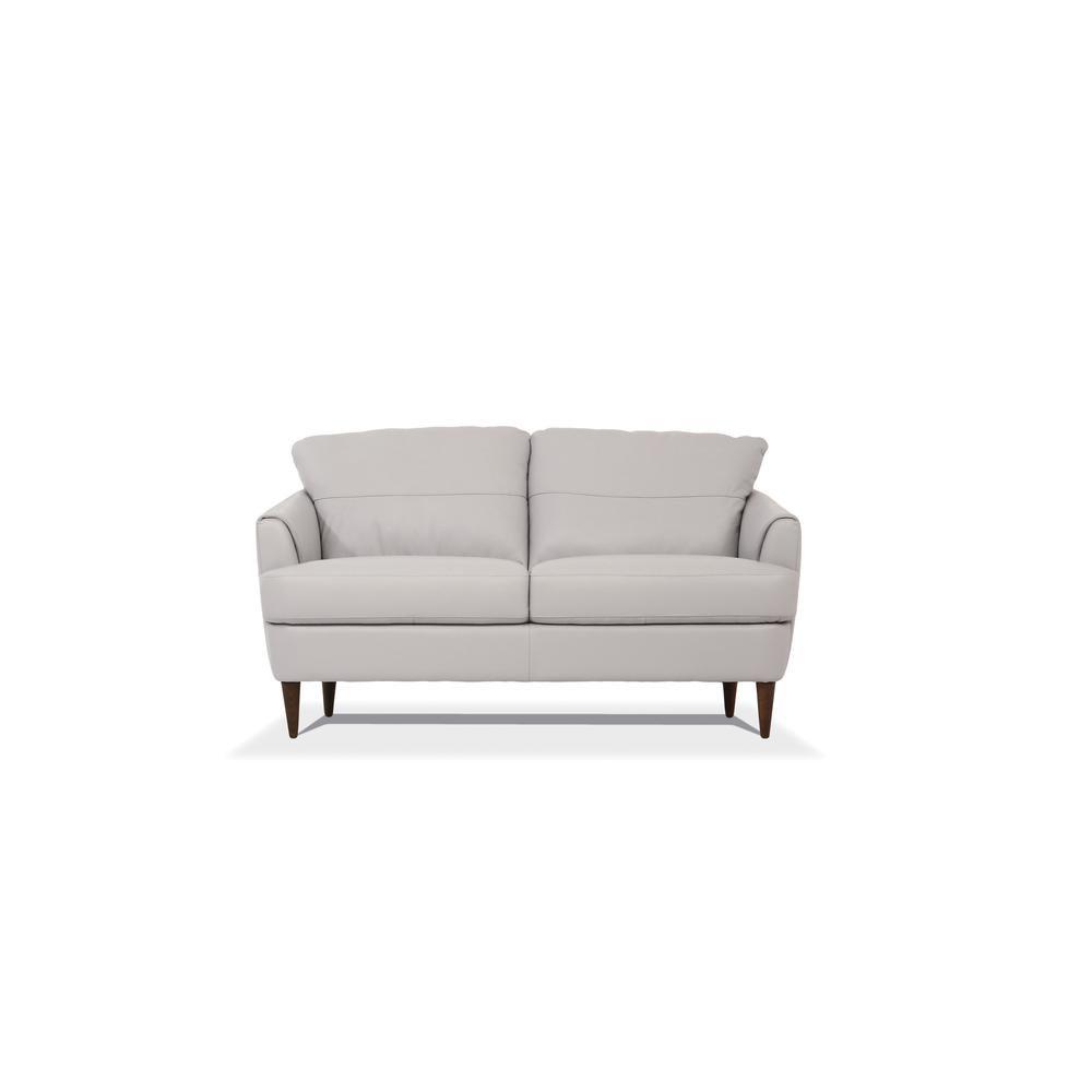 Helena Loveseat, Pearl Gray Top Grain Leather