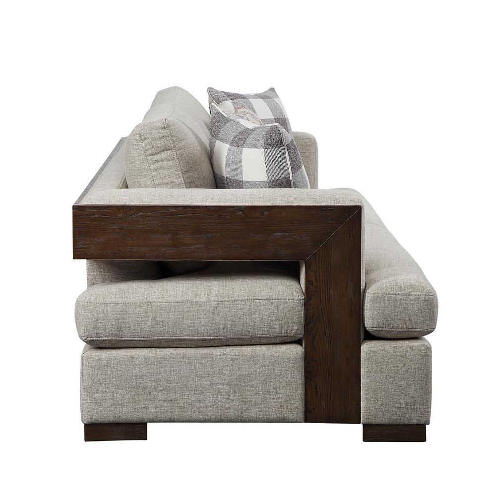 Niamey Loveseat w/2 Pillows, Fabric & Walnut
