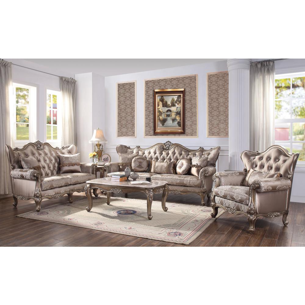 Jayceon Sofa w/5 Pillows, Fabric & Champagne