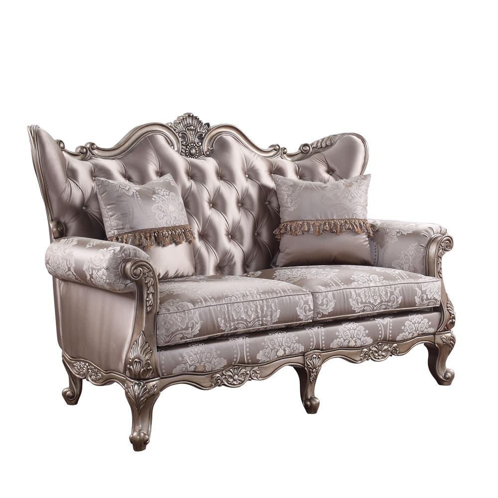Jayceon Loveseat w/2 Pillows, Fabric & Champagne