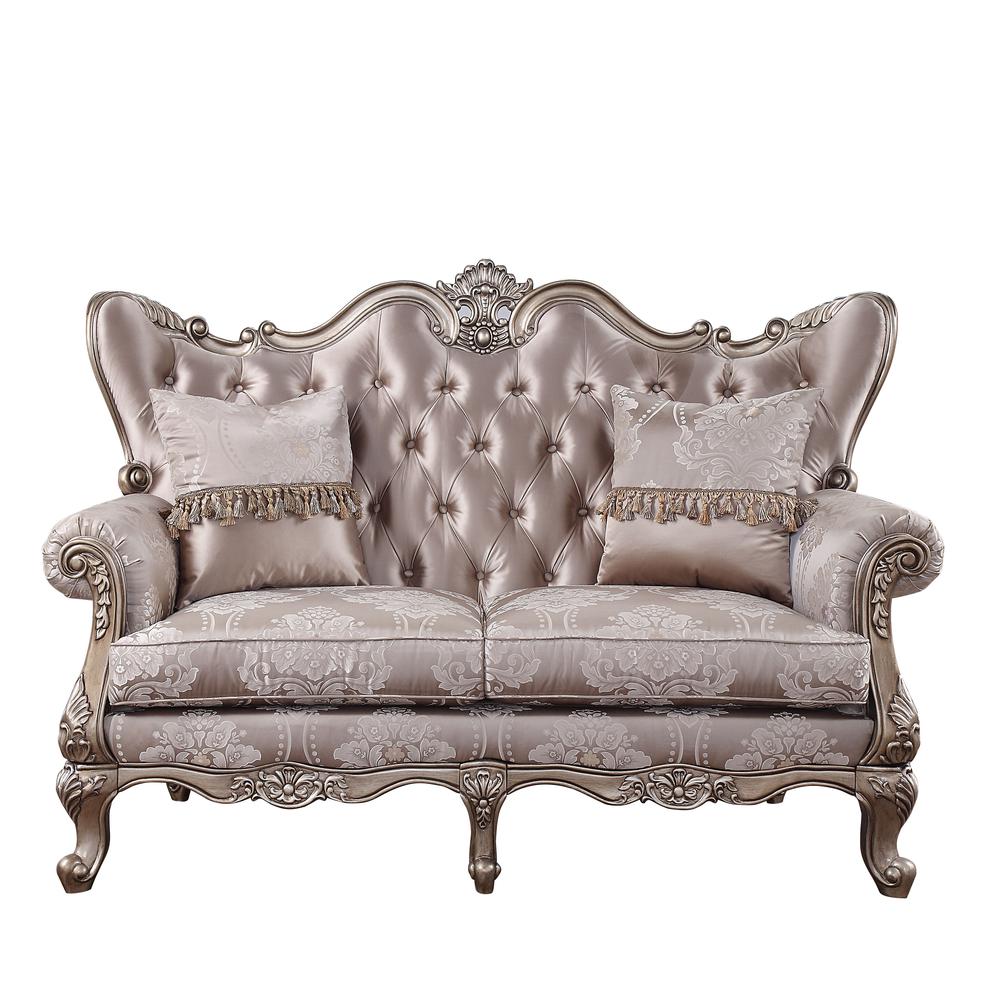 Jayceon Loveseat w/2 Pillows, Fabric & Champagne