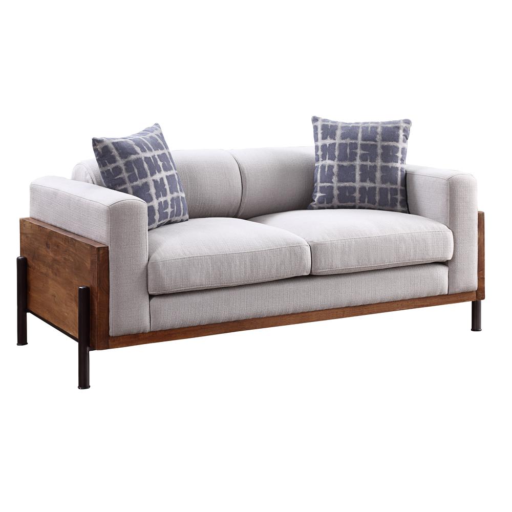 Pelton Loveseat w/2 Pillows, Fabric & Walnut