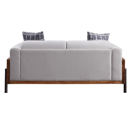 Pelton Loveseat w/2 Pillows, Fabric & Walnut
