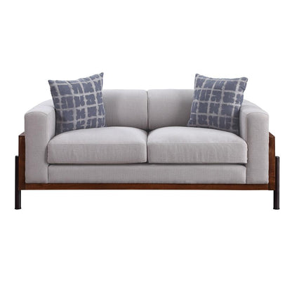 Pelton Loveseat w/2 Pillows, Fabric & Walnut