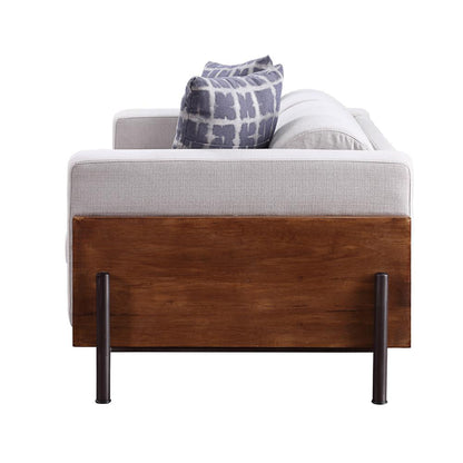 Pelton Loveseat w/2 Pillows, Fabric & Walnut