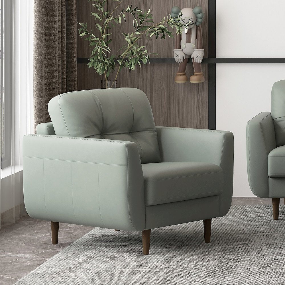 Radwan Chair, Pesto Green Top Grain Leather