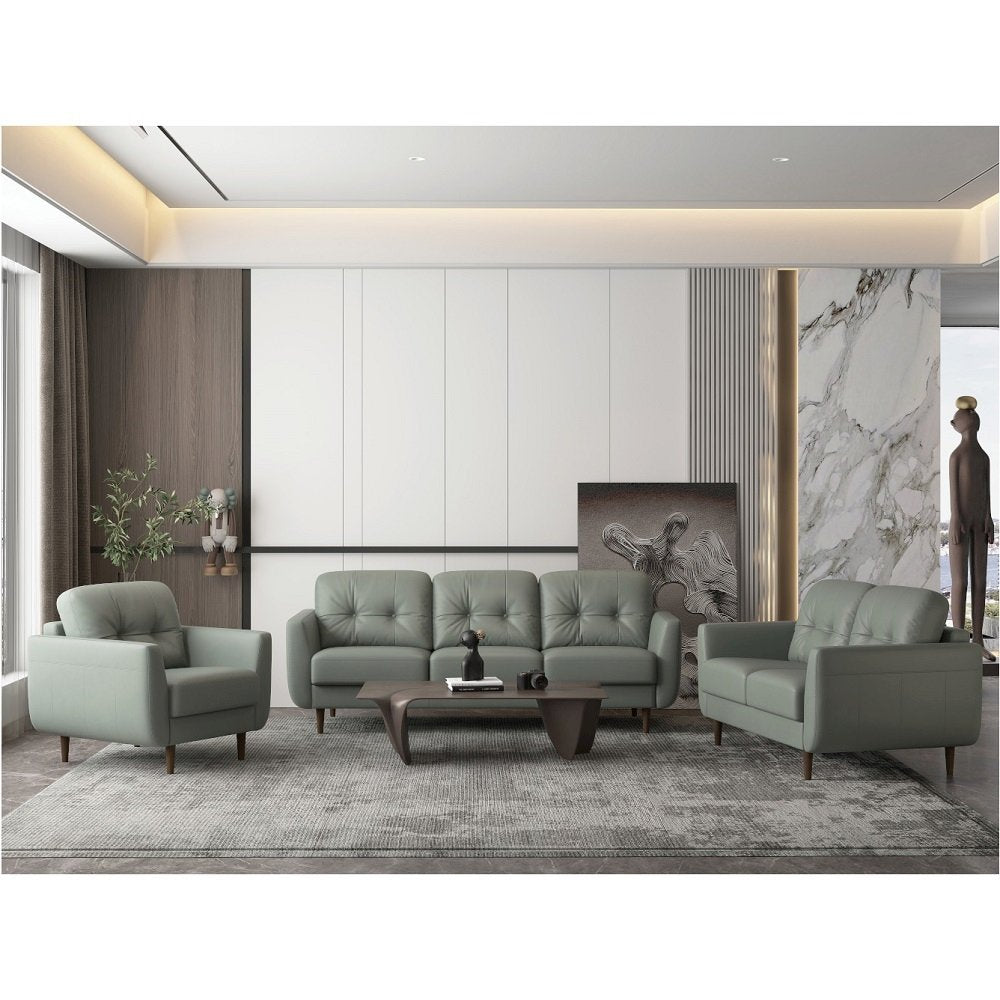 Radwan Chair, Pesto Green Top Grain Leather