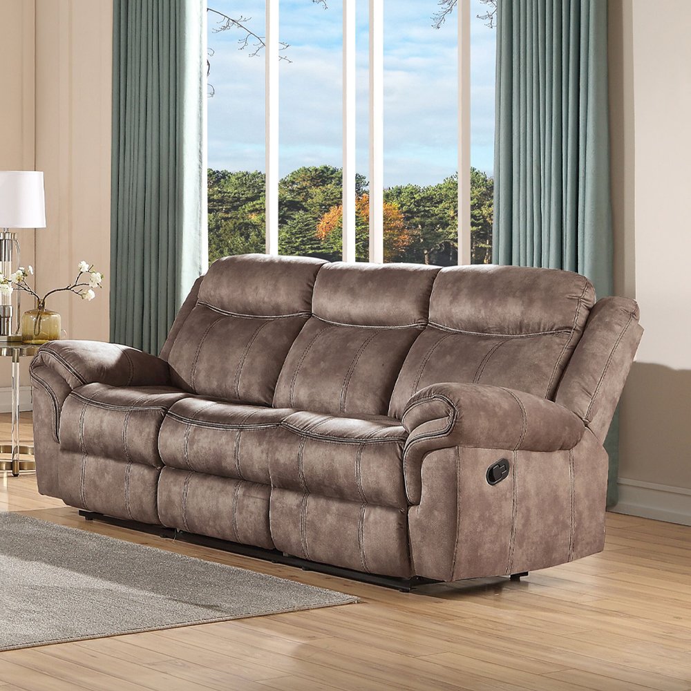 Zubaida Motion Loveseat & Console w/USB Port, Two Tone Chocolate Velvet