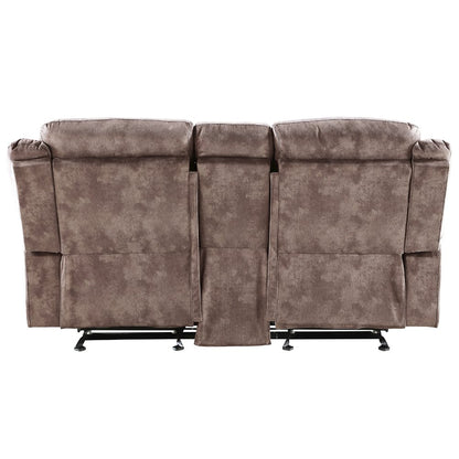 Zubaida Motion Loveseat & Console w/USB Port, Two Tone Chocolate Velvet