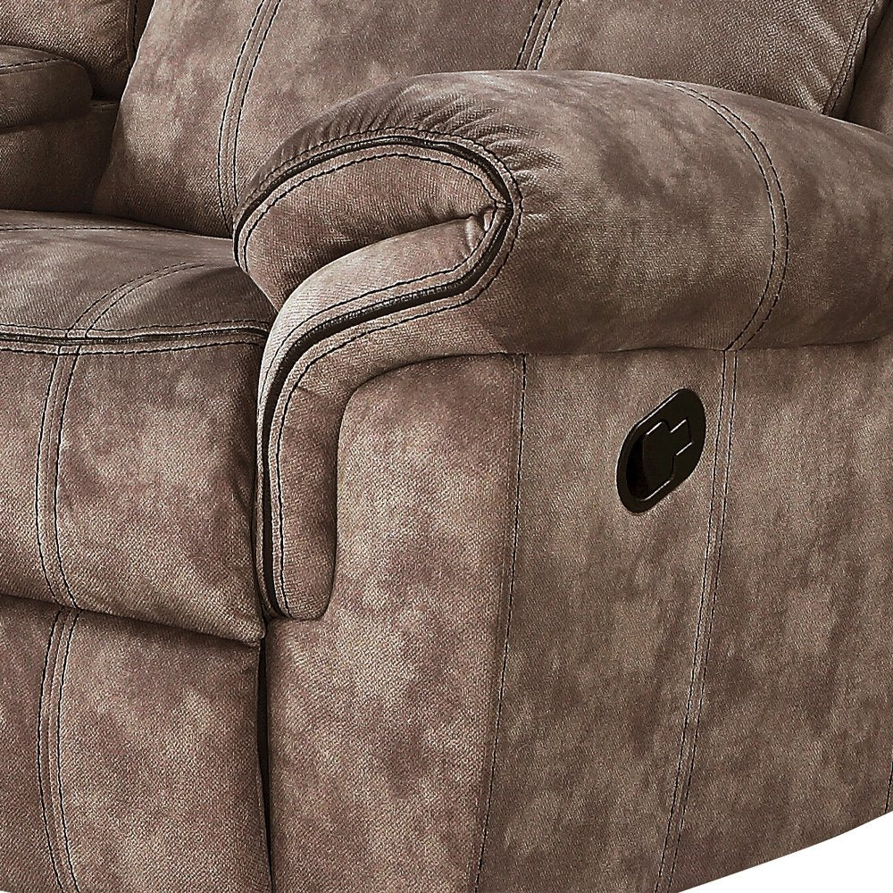 Zubaida Motion Loveseat & Console w/USB Port, Two Tone Chocolate Velvet