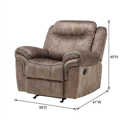 Velvet Glider Recliner Rocker Chair, Two Tone Chocolate Velvet