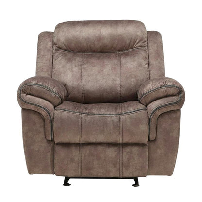 Velvet Glider Recliner Rocker Chair, Two Tone Chocolate Velvet