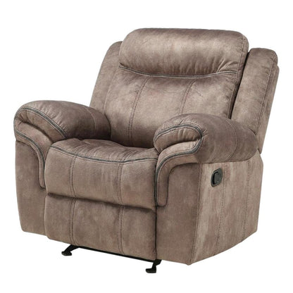 Velvet Glider Recliner Rocker Chair, Two Tone Chocolate Velvet
