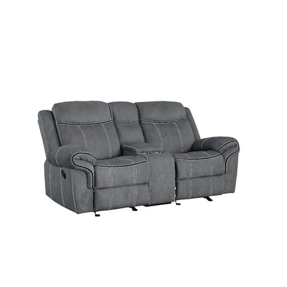 Zubaida Motion Loveseat & Console w/USB Port, Two Tone Gray Velvet