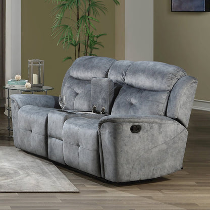 Mariana Motion Loveseat w/Console, Silver Gray Fabric