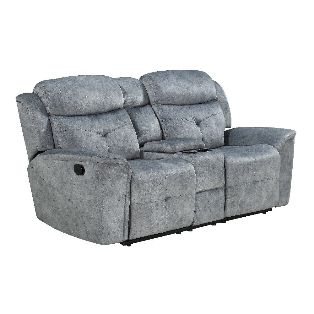 Mariana Motion Loveseat w/Console, Silver Gray Fabric