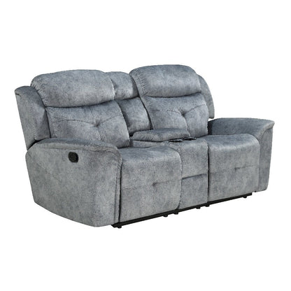 Mariana Motion Loveseat w/Console, Silver Gray Fabric