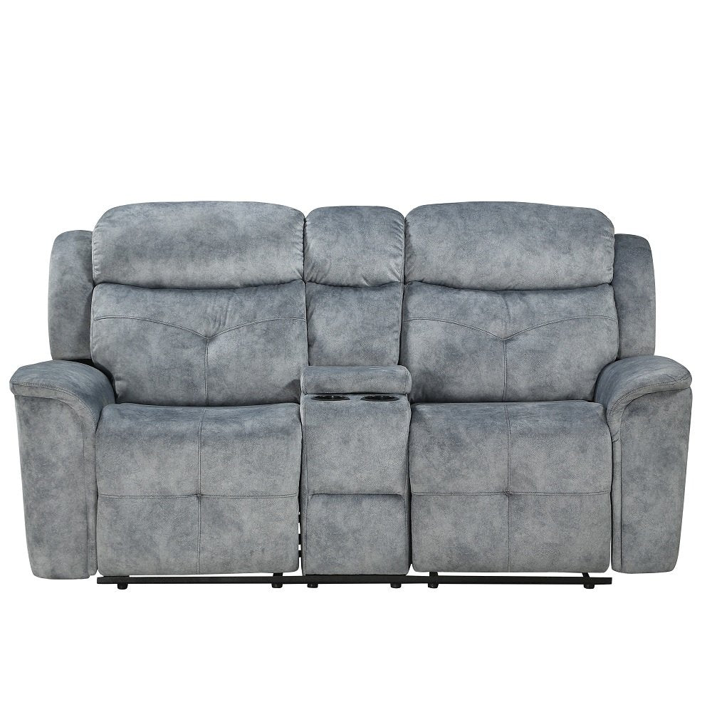 Mariana Motion Loveseat w/Console, Silver Gray Fabric