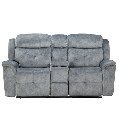 Mariana Motion Loveseat w/Console, Silver Gray Fabric
