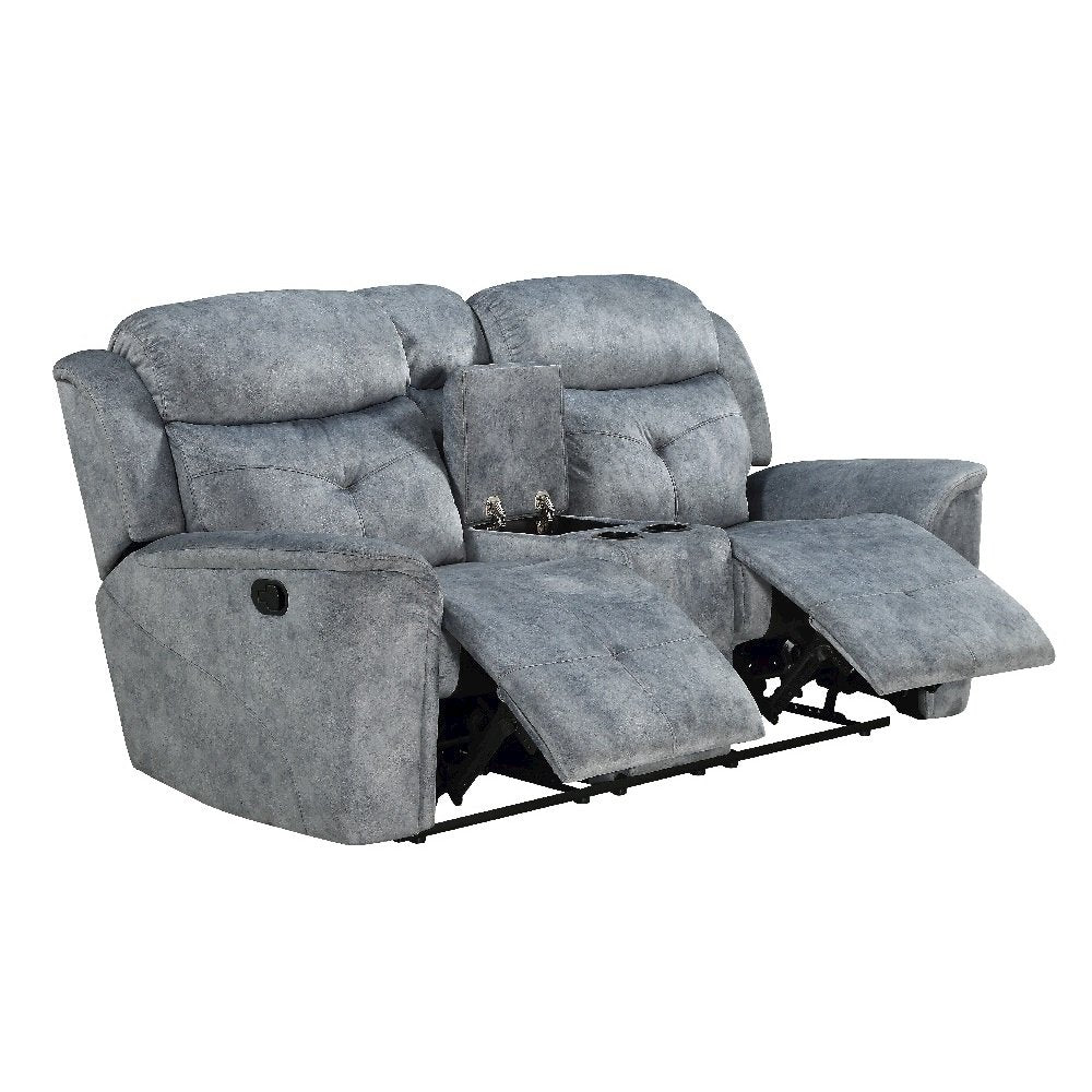 Mariana Motion Loveseat w/Console, Silver Gray Fabric