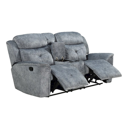 Mariana Motion Loveseat w/Console, Silver Gray Fabric