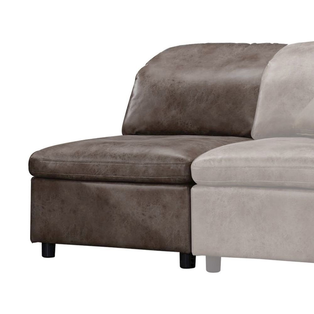 Audrey Modular - Armless Chair, Two Tone Brown Stone Polished Microfiber