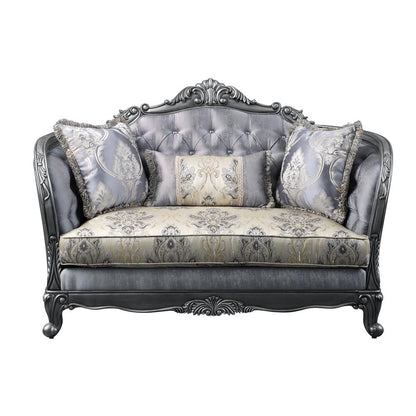 Ariadne Loveseat w/3 Pillows, Fabric & Platinum
