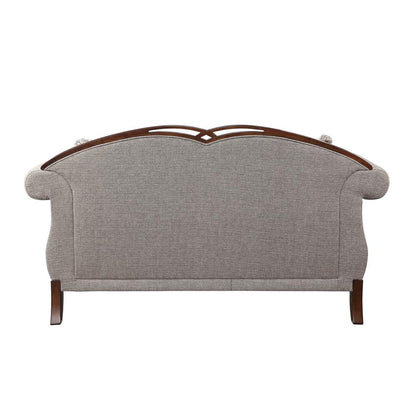 Miyeon Loveseat w/3 Pillows, Fabric & Cherry
