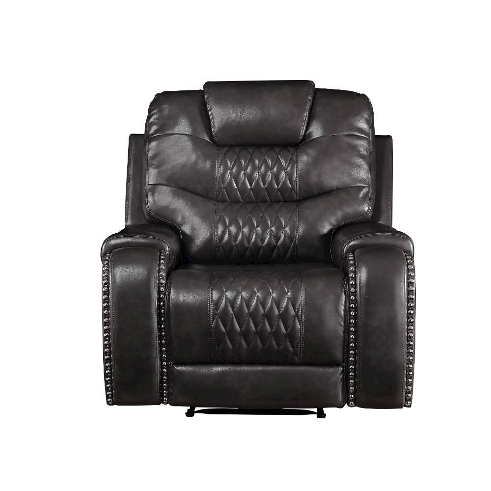 Braylon Motion Recliner, Magnetite Leatherette