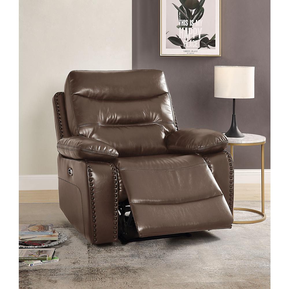 Aashi Power Motion Recliner w/USB Port, Brown LeatherGel Match
