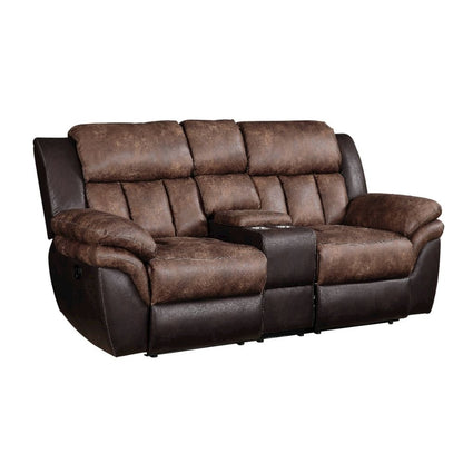 Jaylen Motion Loveseat w/Console, Toffee & Espresso Polished Microfiber