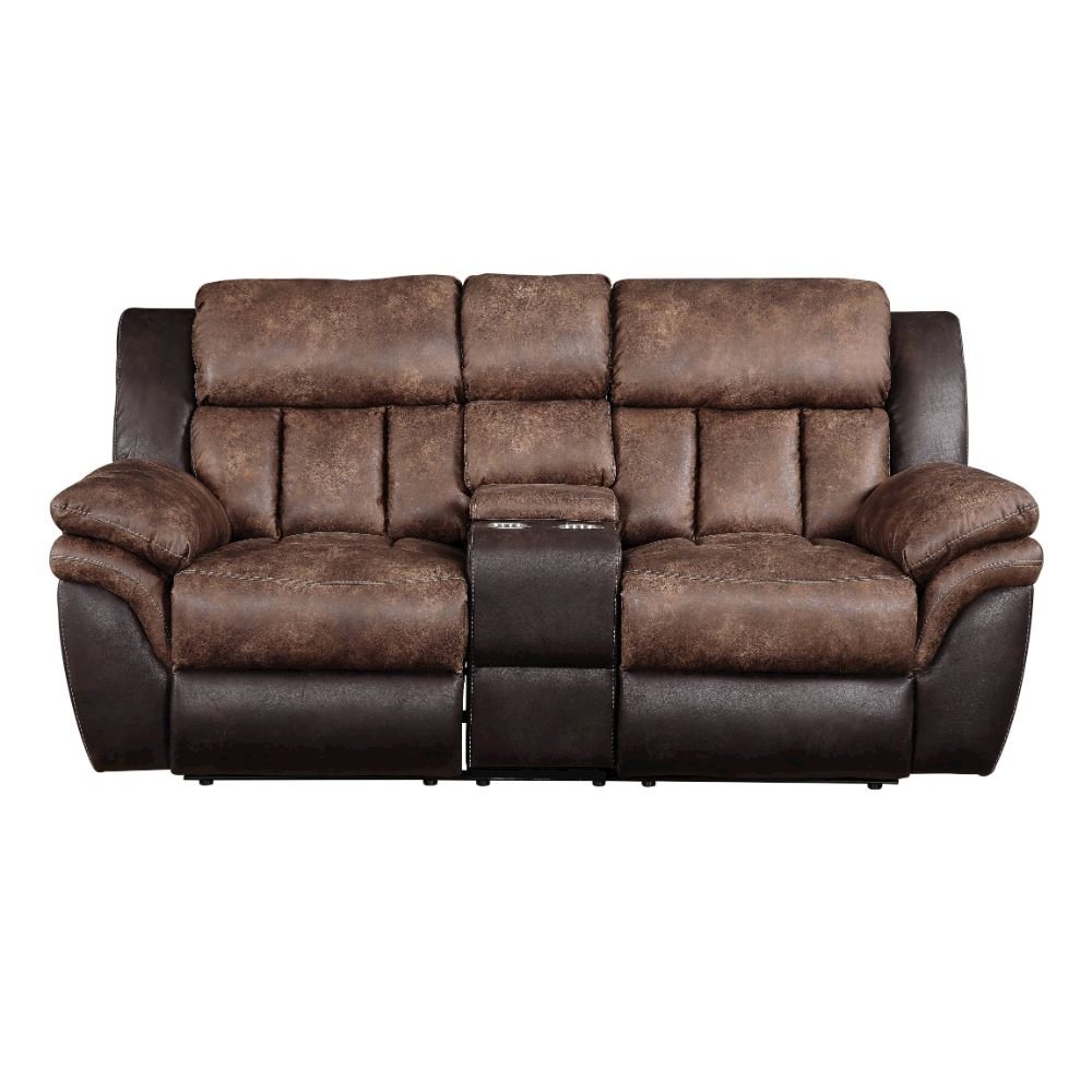 Jaylen Motion Loveseat w/Console, Toffee & Espresso Polished Microfiber