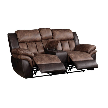 Jaylen Motion Loveseat w/Console, Toffee & Espresso Polished Microfiber